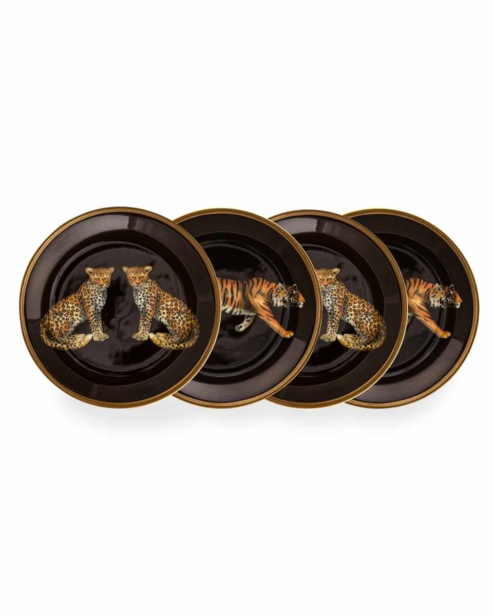 Twin Leopard & Tiger Coasters, Set of 4
